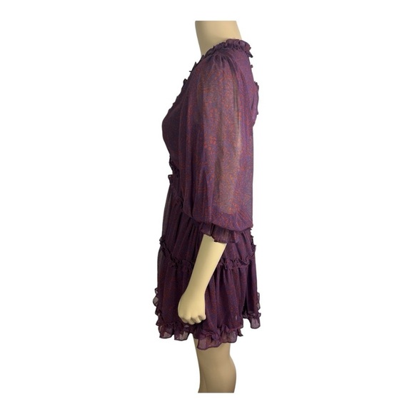 VICI Georgie Ruffle Tiered Mini Dress Purple Print NWT Sz S Whimsygoth Witchy - Picture 4 of 13